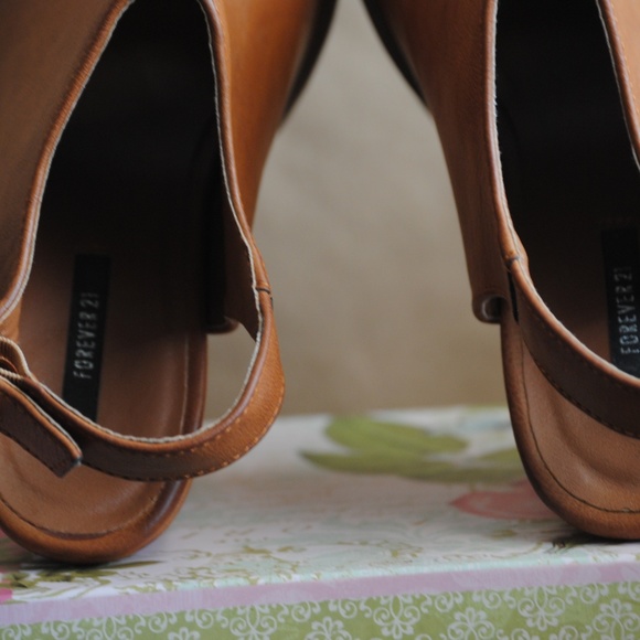 Light Brown Faux Leather Wedges - Picture 5 of 6